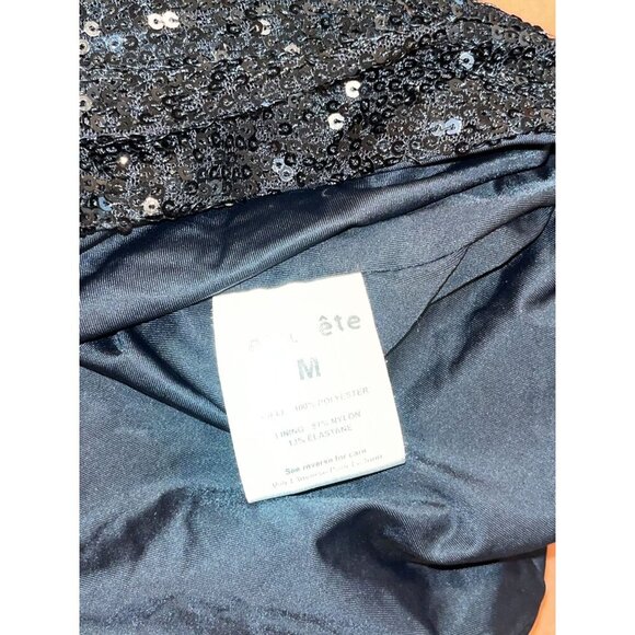 Retrofete Flynn Ruched Sequin Tulle Mini Dress Medium Black Puff Sleeve Shoulder - Picture 9 of 10